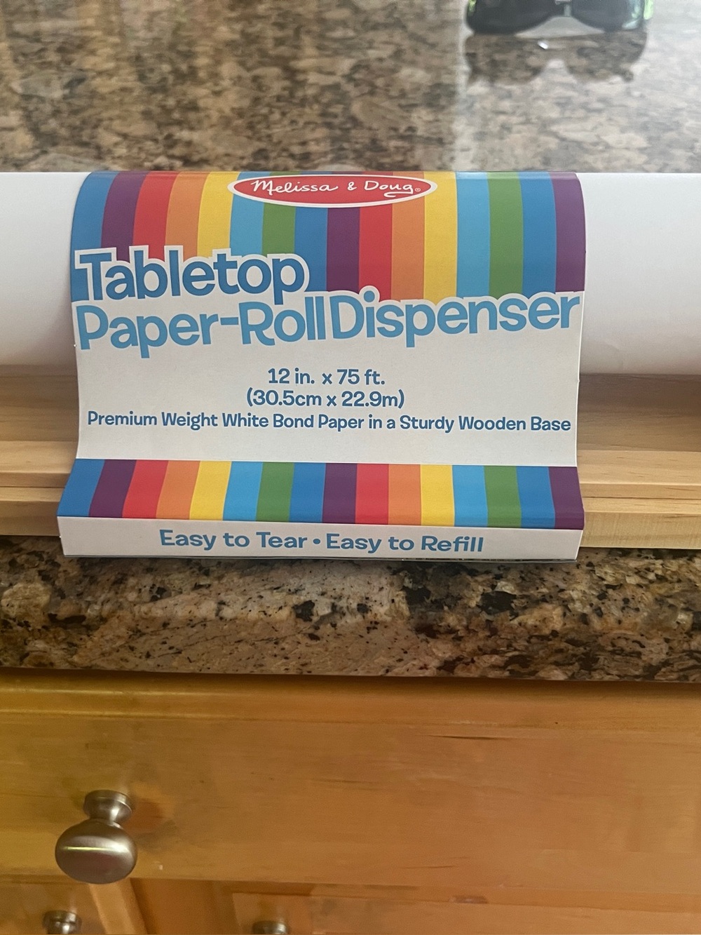NWT Melissa and Doug Wooden Tabletop Paper Roll Dispenser